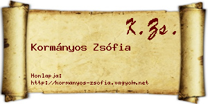 Kormányos Zsófia névjegykártya