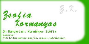 zsofia kormanyos business card