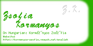 zsofia kormanyos business card